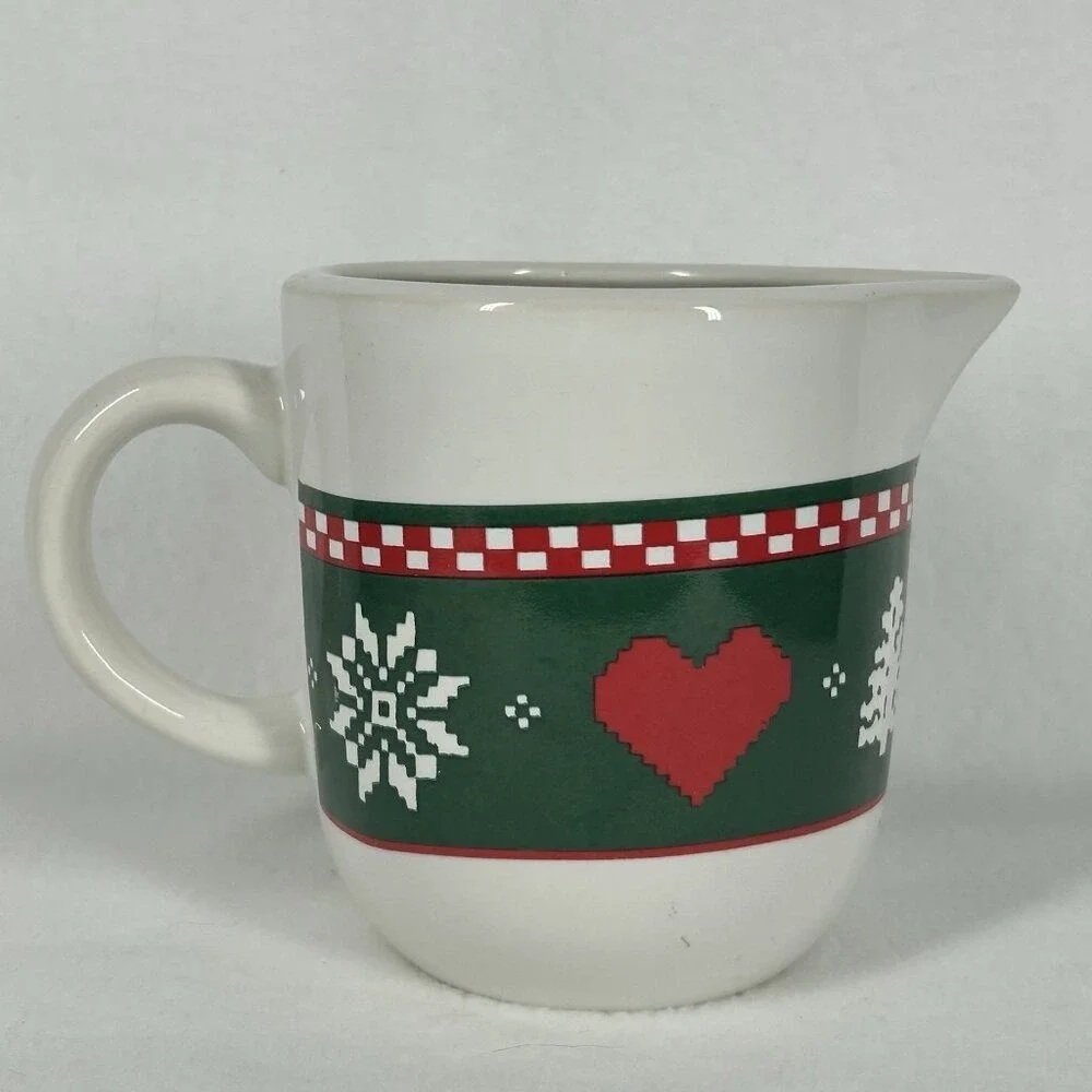 VTG Christmas Creamer Northwoods Snowflake Heart 1992 Holiday